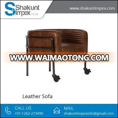 Single Seat Industrial Furniture Leather Sofa for Comfortable Sitting