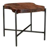 Industrial Style Sofa Side Wood Top Iron Side Table