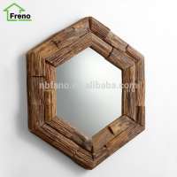 FN-1701 Vintage Wood Mirror Frame Hexagonal Wall Mirror For Sale