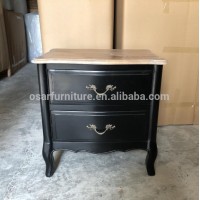 French Country Furniture Antique Black Reclaimed Wooden Nightstand