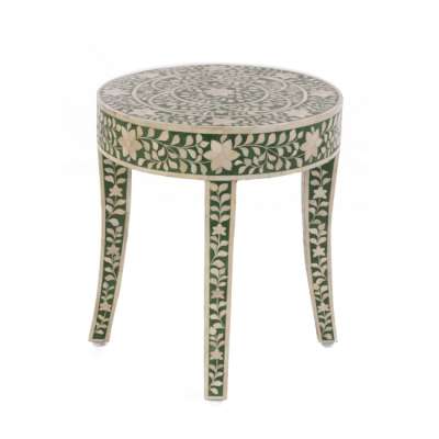 Wholesale Price Premium Quality Antique Bone Inlay Round Stool Exporter