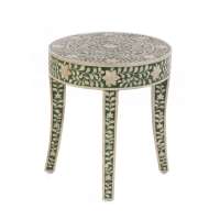 Wholesale Price Premium Quality Antique Bone Inlay Round Stool Exporter